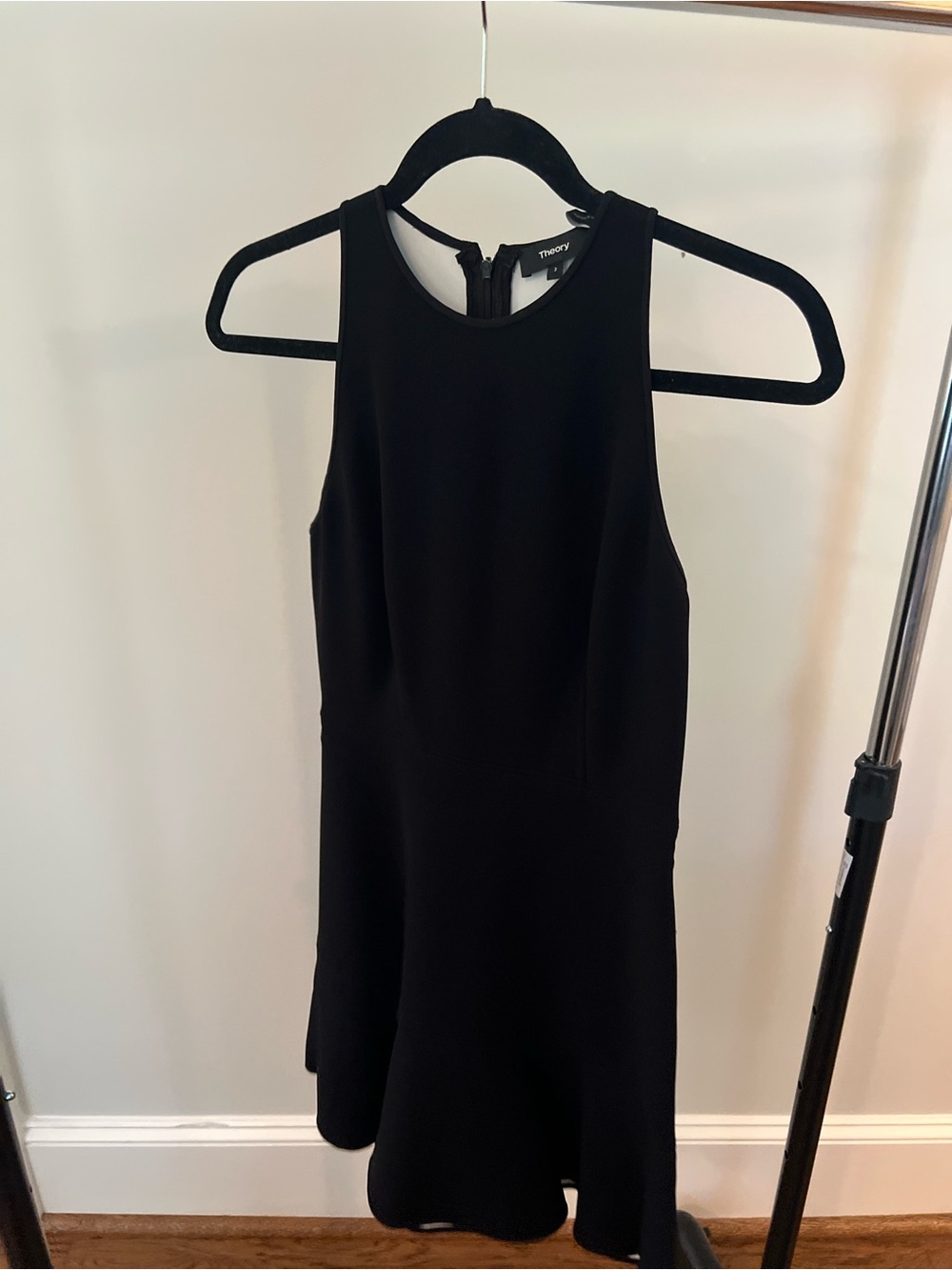 Theory Black Sleeveless A-Line Mini Dress